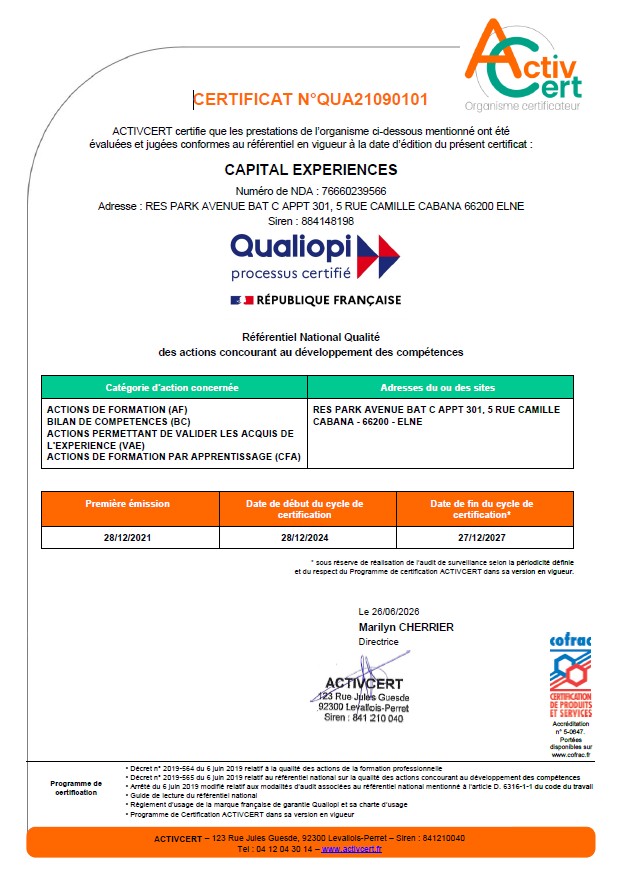 Qualiopi Certificat