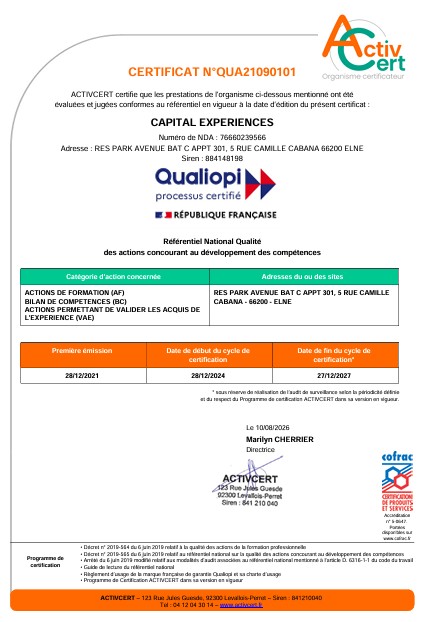 Qualiopi Certificat